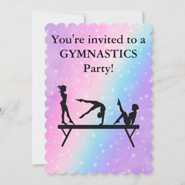 Carte Filles Gymnastique Pastel Stars Anniversaire (Devant)