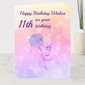 Carte Filles heureux 11e anniversaire Salutation