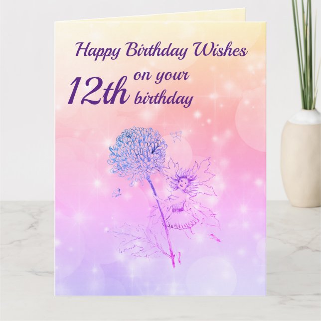 Carte Filles heureux 12e anniversaire Salutation (Devant)