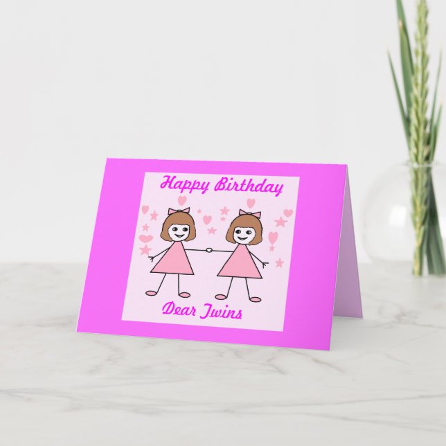 Carte Filles jumelles, Joyeux anniversaire (Devant)
