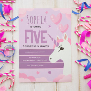Carte Filles Mignon Licorne Violette Anniversaire Enfant