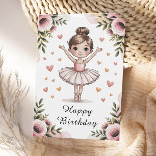 Carte Filles Mignonnes Ballerine Personnalisée Anniversa