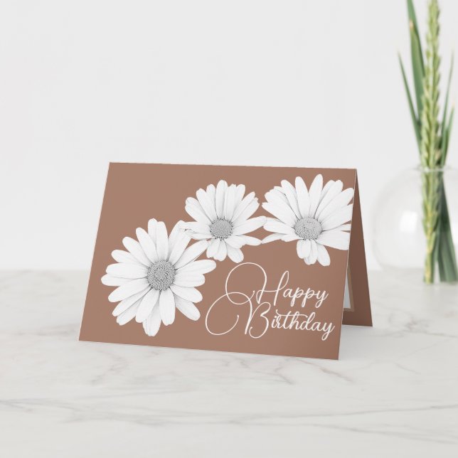 Carte Filles modernes marguerites Fleurs florales Mocha  (Devant)