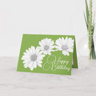 Carte Filles modernes marguerites Fleurs florales Vert A