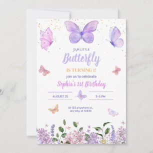 Carte Filles Papillon Violet Fête d'anniversaire Jardin