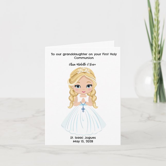 Carte Filles personnalisées Première sainte communion (Devant)