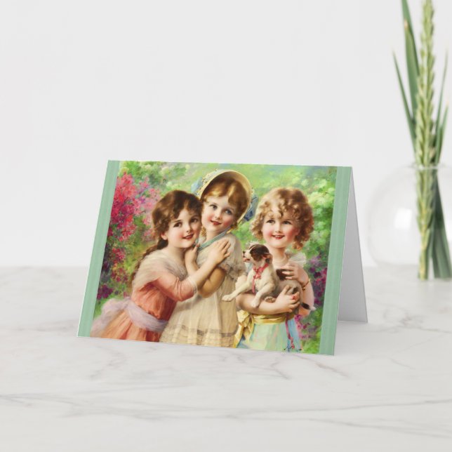 Carte Filles vintages Meilleurs amis Anniversaire (Devant)