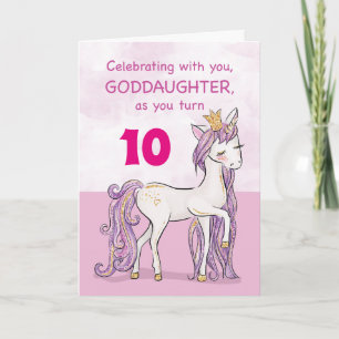 Carte Filleule Anniversaire Âge Personnalisé Cheval Rose
