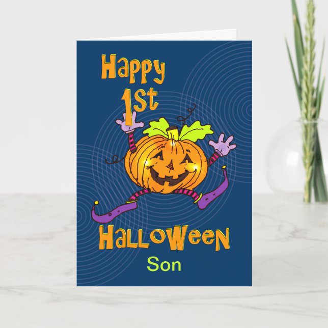 Carte Fils 1er Halloween heureux Citrouille (Devant)