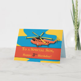 Carte Fils, 3e anniversaire avec hélicoptère