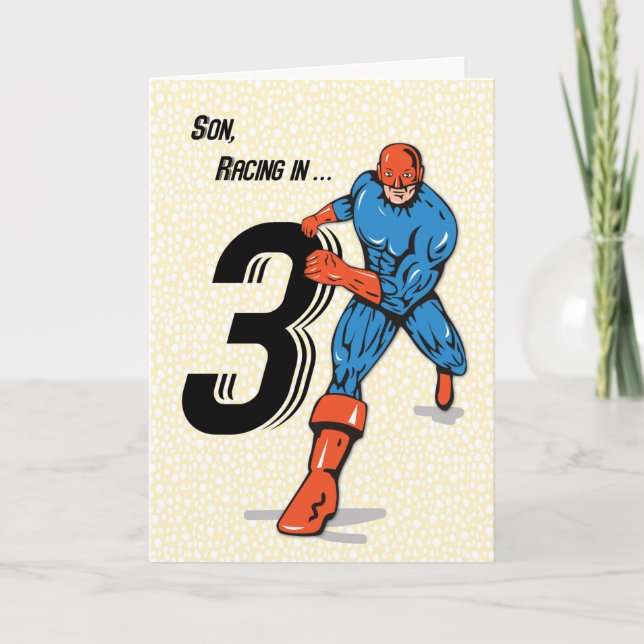 Carte Fils 3e anniversaire Superhero (Devant)