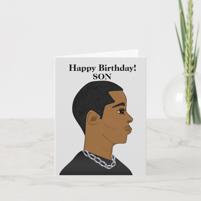 Carte Fils afro-américain anniversaire (Devant)