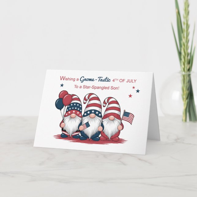 Carte Fils aîné 4 juillet mignons nomes patriotiques (Devant)