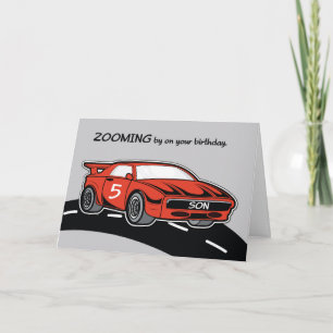 Carte Fils Anniversaire Âge 5 Red Sports Voiture