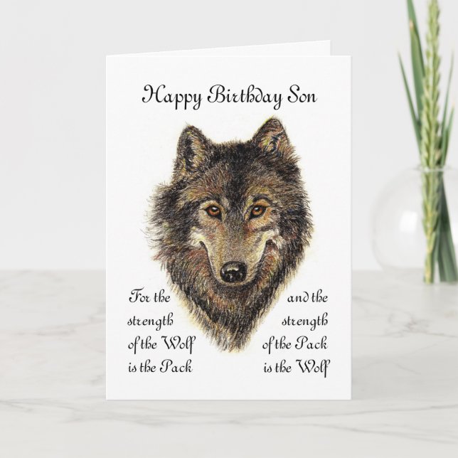 Carte Fils Anniversaire - Citation Wolf et Pack (Devant)