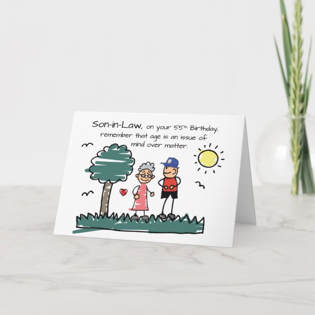 Carte Fils dans la loi 55e anniversaire Humour Stick Fig (Devant)