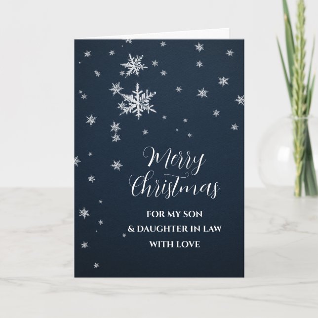 Carte Fils de neige et fille en droit Joyeux Noël (Devant)