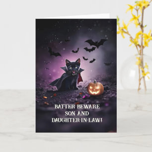 Carte Fils d'Halloween et fille de la femme en droit mig