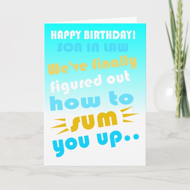 Carte Fils drôle en droit heureux souhait d'anniversaire (Devant)