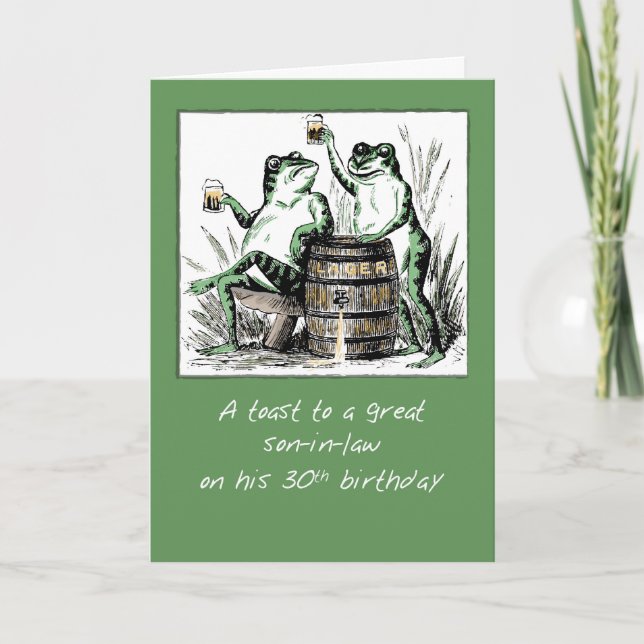 Carte Fils-en-Belle 30e grenouilles d'anniversaire Toast (Devant)