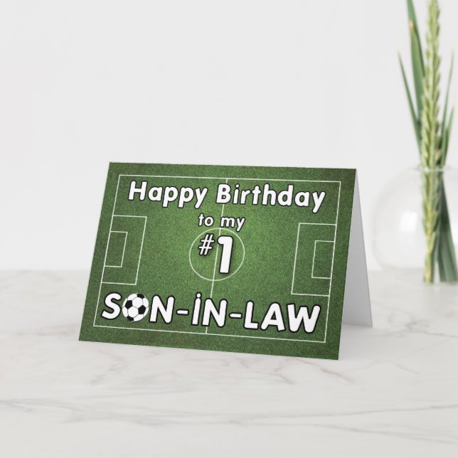 Carte Fils-en-Belle Soccer Anniversaire avec terrain d'h (Devant)