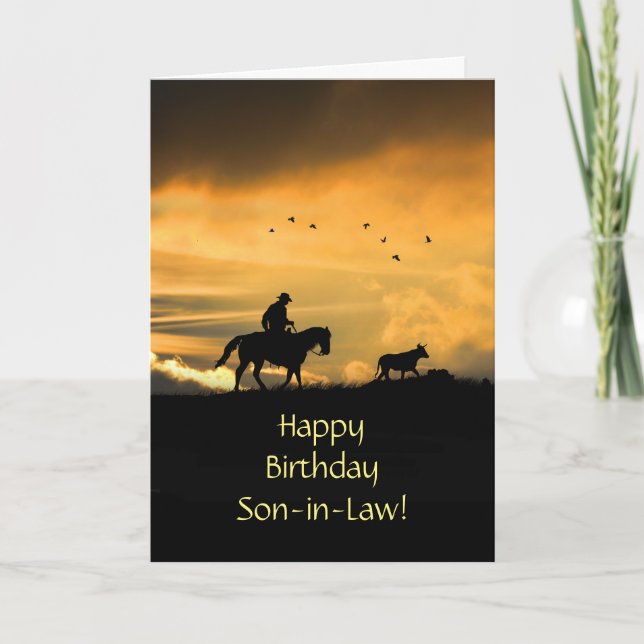 Carte Fils en droit Anniversaire Cowboy Pays Ouest (Devant)