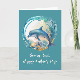 Carte Fils en droit Fête des pères dauphin Vagues océani