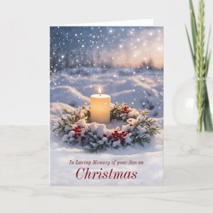 Carte Fils en souvenir Noël avec bougie commémorative
