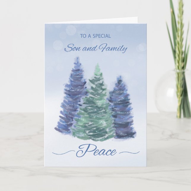 Carte Fils et famille vacances paix avec arbres À feuill (Devant)