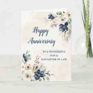 Carte Fils et fille bleus en droit Anniversaire Mariage