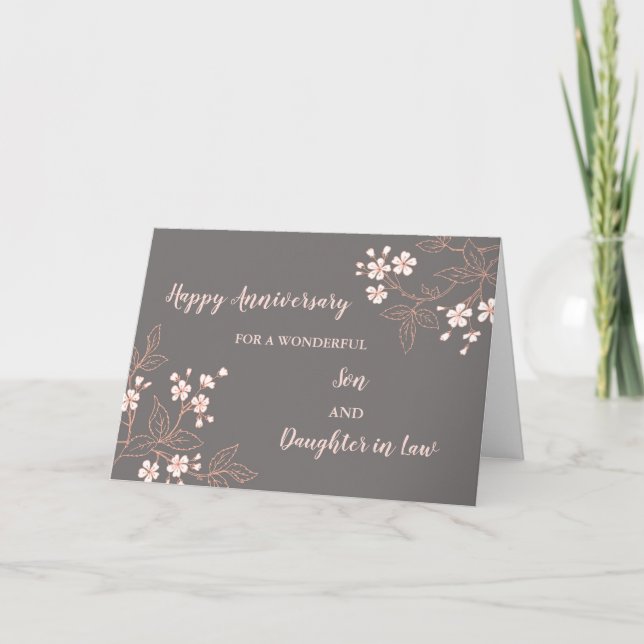Carte Fils et fille florales en droit Anniversaire Maria (Devant)