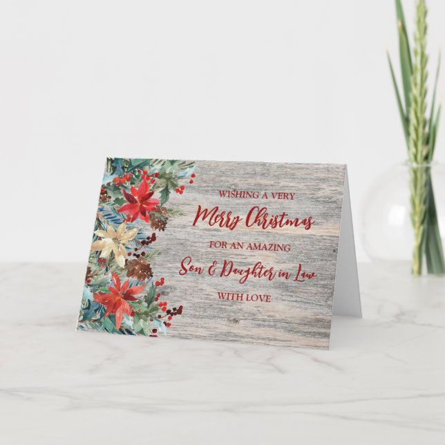 Carte Fils et fille floraux en droit Joyeux Noël (Devant)