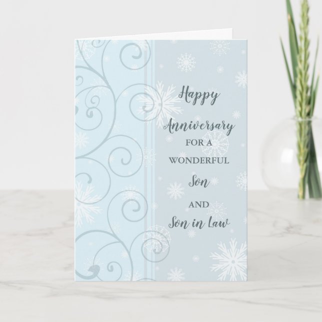 Carte Fils et fils d'hiver en droit Anniversaire Mariage (Devant)
