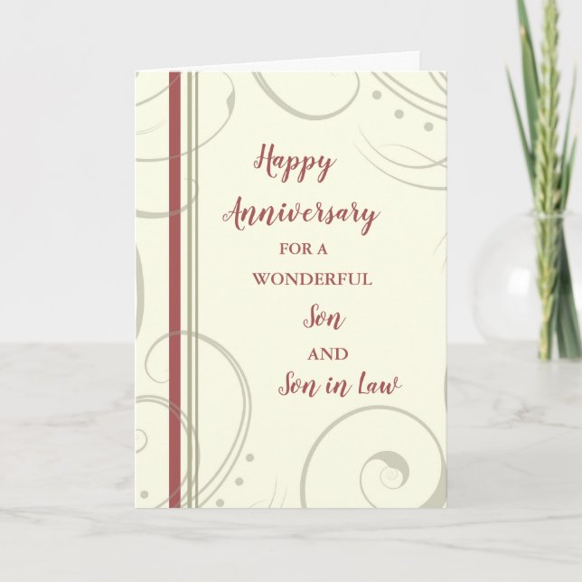 Carte Fils et Fils modernes en droit Anniversaire Mariag (Devant)