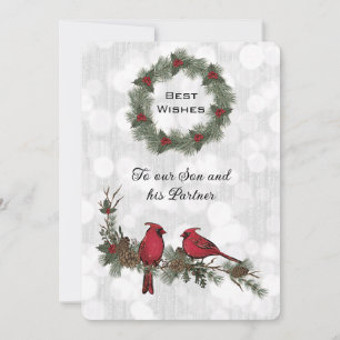 Carte Fils et partenaire Cardinal Rouge Noël
