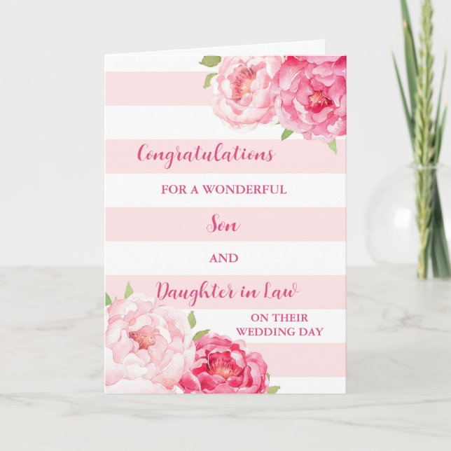 Carte Fils & Fille en droit Jour de mariage Félicitation (Devant)