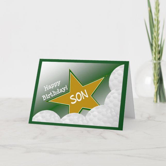 Carte Fils - Joyeux Fils Amoureux Golf d'Anniversaire! (Devant)