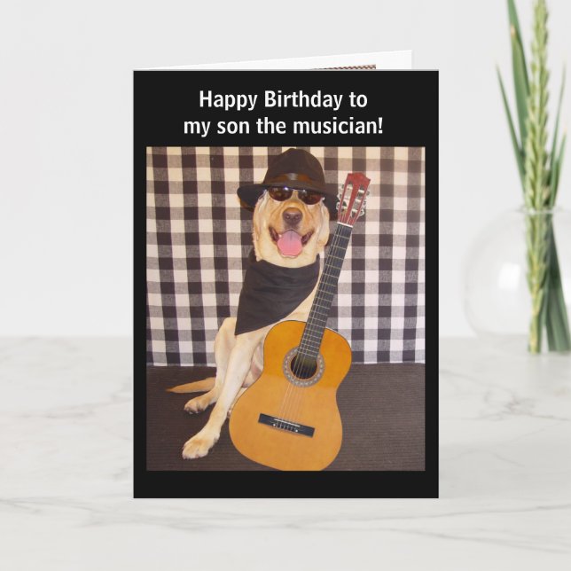 Carte Fils musicien personnalisable Anniversaire (Devant)