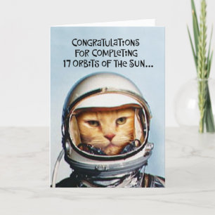 Carte Fils's 17th Birthday Funny Space Cat