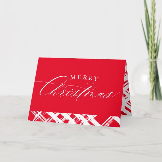 Carte FIN CALLIGRAPHIE Joyeux Noël mignon rouge élégant (Devant)