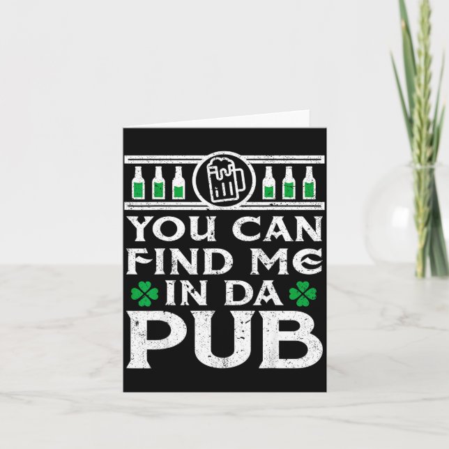 Carte Find Me In Da Pub Funny St Patricks Day 2020 Drink (Devant)