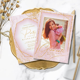 Carte Fine Lines Gold Abstrait Graduation Mauve ID907