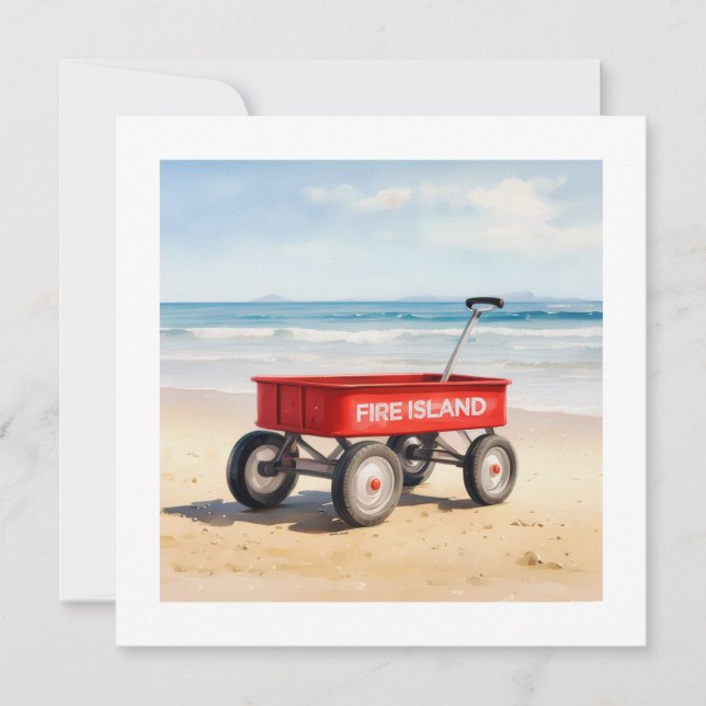 Carte Fire Island Red wagon plage de sable LI New York (Devant)