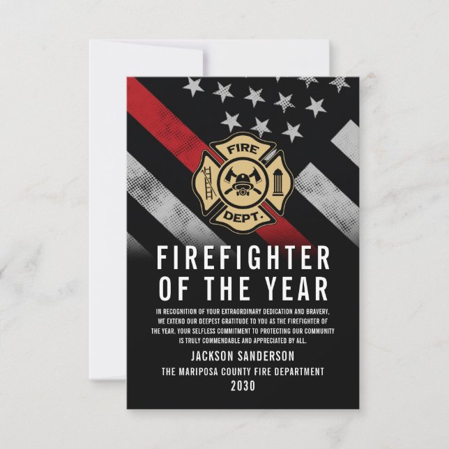 Carte Firefighter of the Year Employee Recognition Logo (Devant)