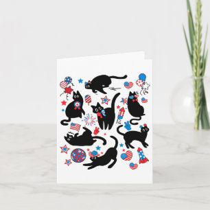 Carte Firework 4 juillet Black Cat Usa Drapeau mou Cat K