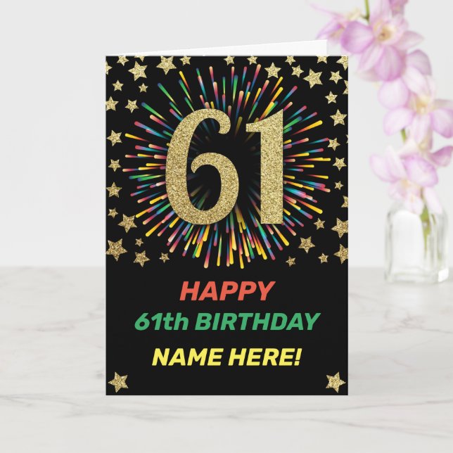 Carte Fireworks 61e anniversaire Rainbow Gold Greeting (Orchidée)