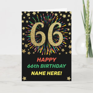 Carte Fireworks 66e anniversaire coloré Rainbow Gold