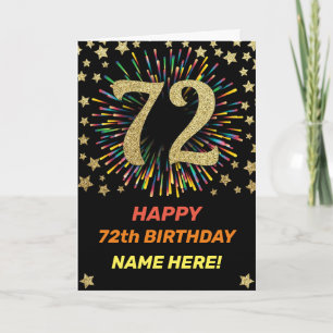 Carte Fireworks 72nd Birthday Colorful Rainbow Gold