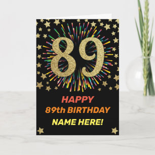 Carte Fireworks 89e anniversaire Arc-en-ciel coloré Gold
