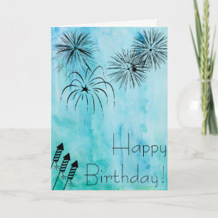 Carte Fireworks Birthday Card - Fourth of July